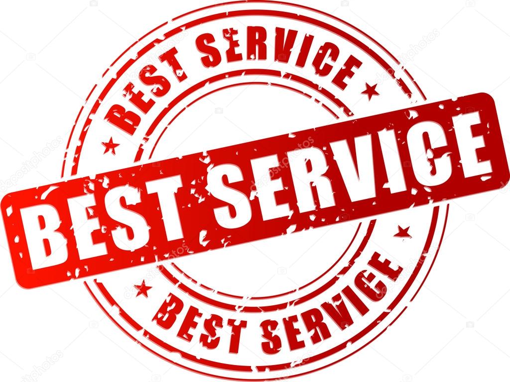 Vector illustration of red best service stamp on white background