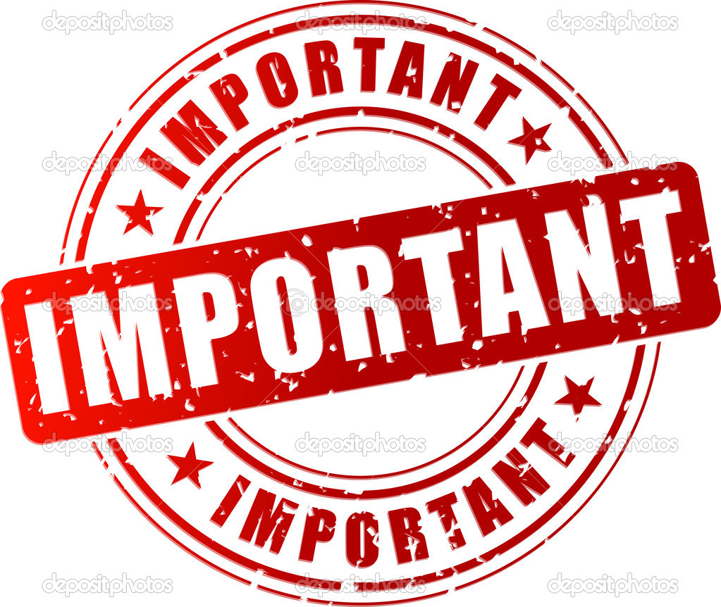 Vector illustration of red important stamp on white background