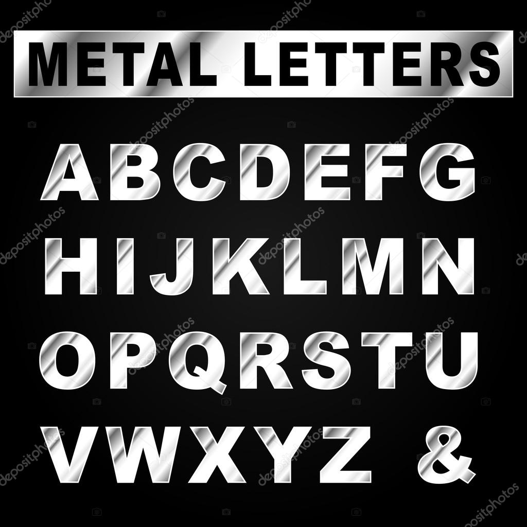 Vector metal set letters