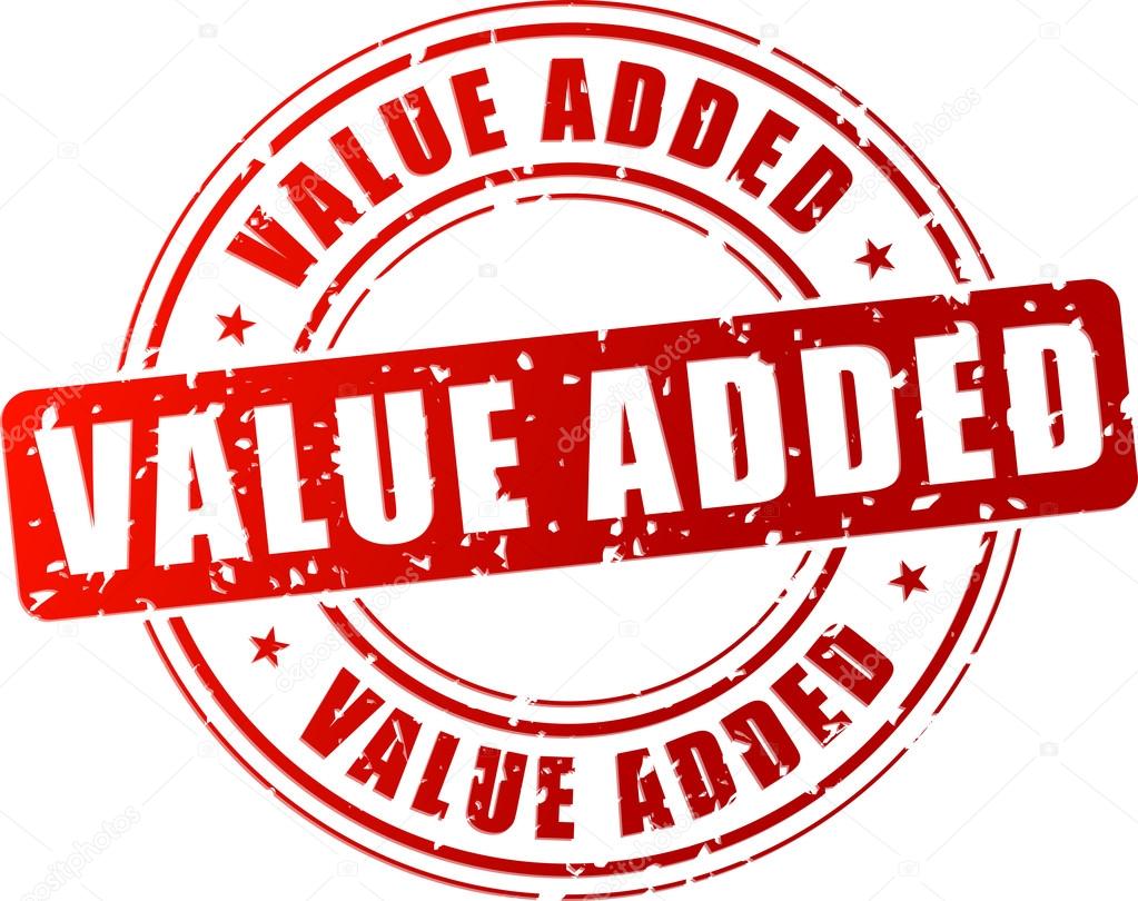 Vector illustration of red value added stamp on white background