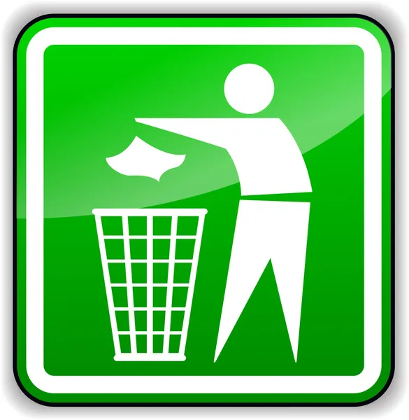 Vector throw away trash green sign — Stock Vector