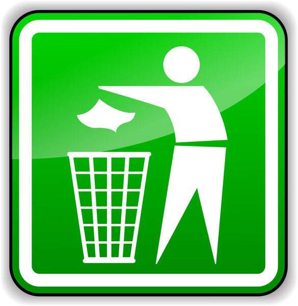 Vector throw away trash green sign