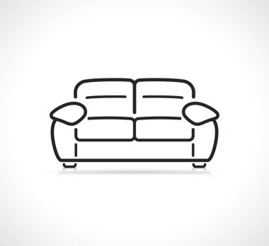 Kanepe ya da oturma odası ince çizgi simgesi