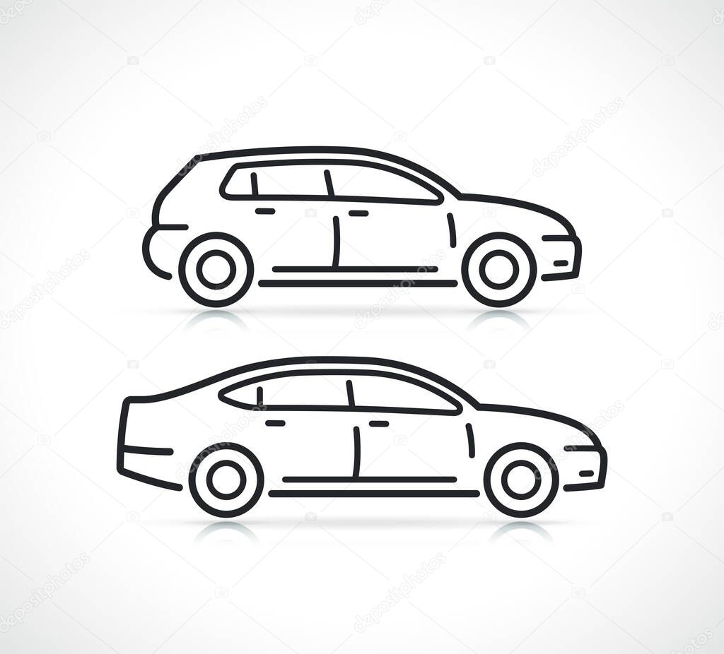 Car or auto thin line icon isolated