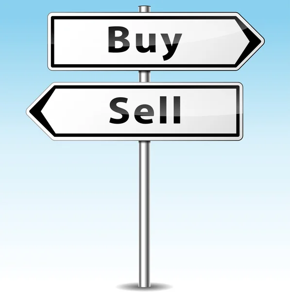 Vettore comprare e vendere direzione concetto — Vettoriale Stock