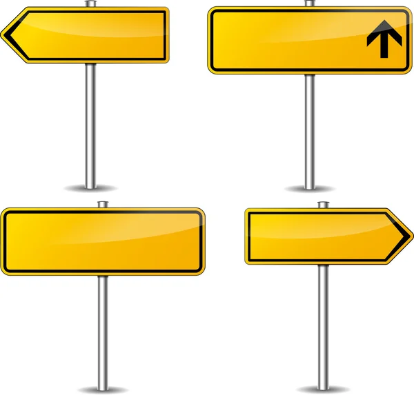 Vector yellow signpost set — Stock Vector