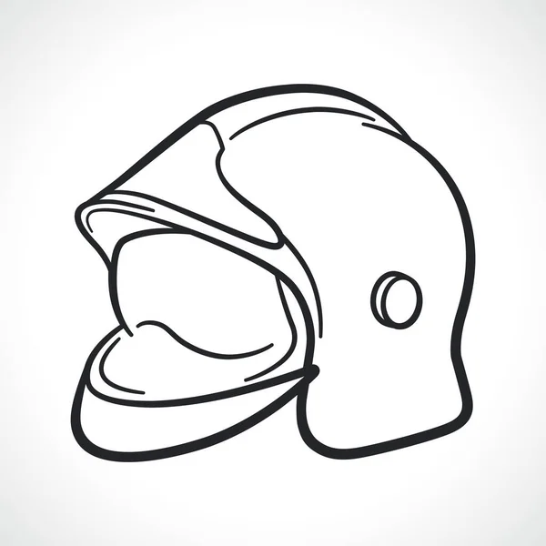 Casco Bombero Europeo Dibujo Negro Ilustración Aislada — Vector de stock