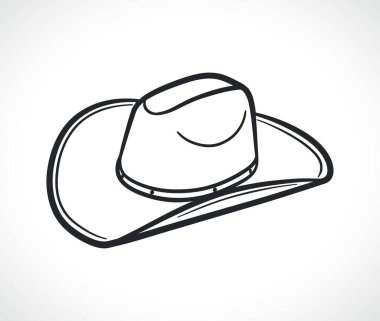 Kovboy şapkası siyah ve beyaz izole tasarım