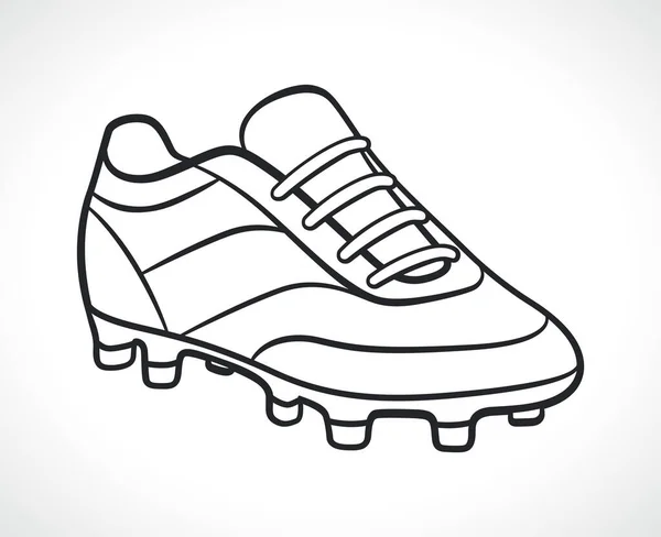 Иллюстрация Черно Белого Контура Футбольной Обуви — стоковый вектор