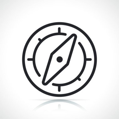 pusula siyah ve beyaz çizgi simgesi izole edildi