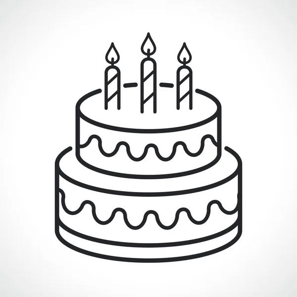 Birthday Cake Thin Line Icon Isolated Design — Stock Vector