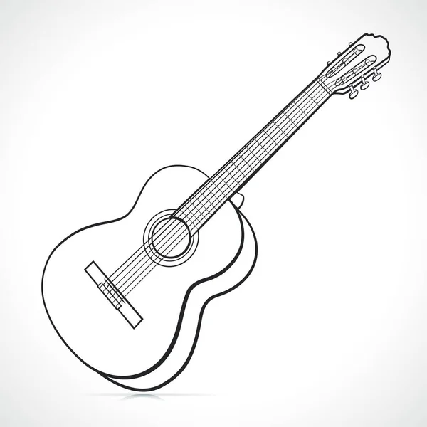 Acoustic Guitar Black White Isolated Illustration — Stock Vector