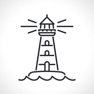 deniz feneri ince çizgi simgesi siyah beyaz