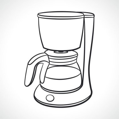 Kahve makinesi siyah ve beyaz izole edilmiş.