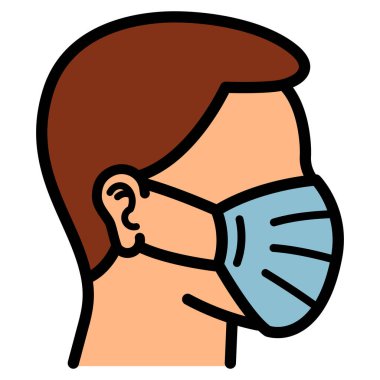 cerrahi maske düz tasarım çizimi izole edilmiş tasarım