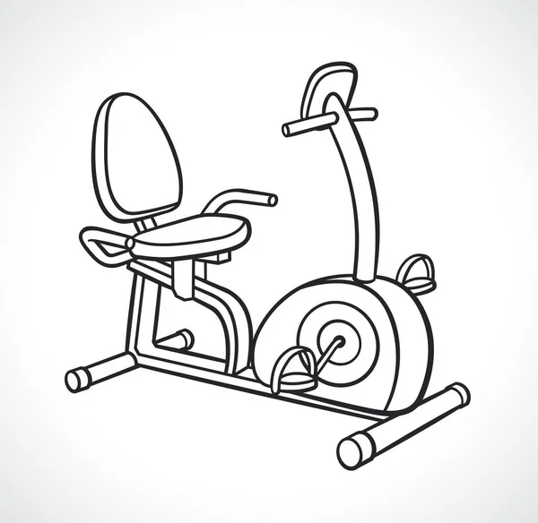 Exercise Bike Recumbent Illustration Black White — Image vectorielle