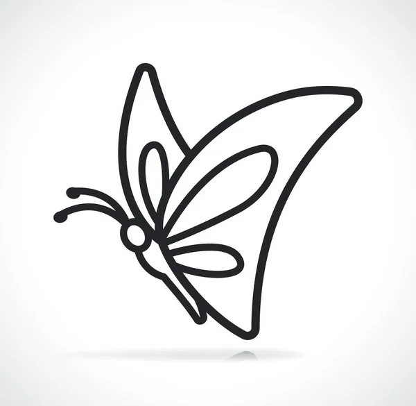 Motýl Tenká Čára Ikona Černá Ilustrace Izolované — Stockový vektor