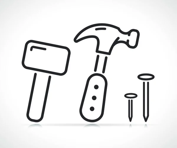 Hammer Nail Line Illustration Isolated Icons — Archivo Imágenes Vectoriales