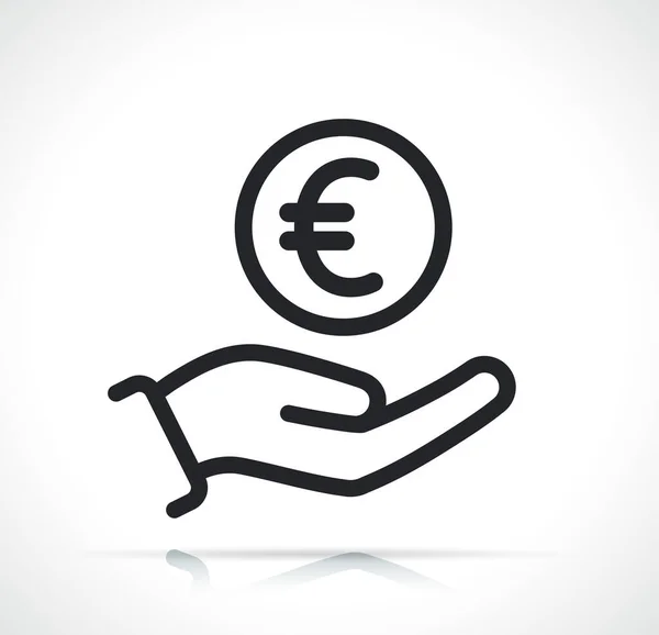 Euro Coin Hand Thin Line Icon — Vetor de Stock