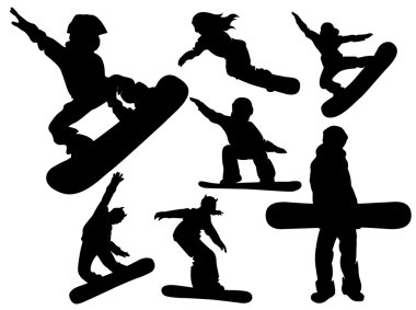 Kış snowboard spor vektör kümesi