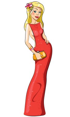 Lady in red clipart