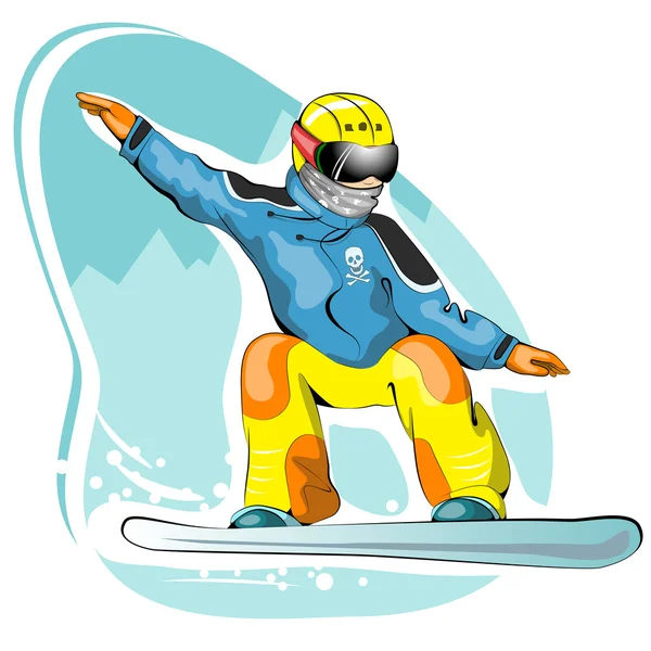 Vector illustration of cool snowboarder jumping — Stock Vector