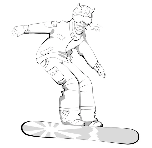 Snowboard estilo de vida mujer — Vector de stock