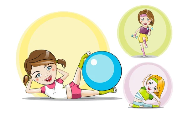 Juego de vectores deporte tema personajes yoga fitness — Vector de stock