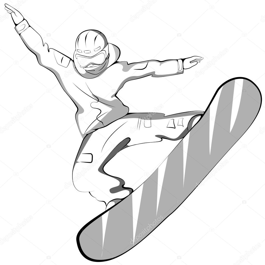 Vector extreme snowboarder jumping