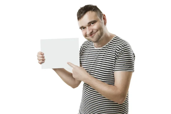 Cooler Mann mit Karte für Ihren Text — Stockfoto