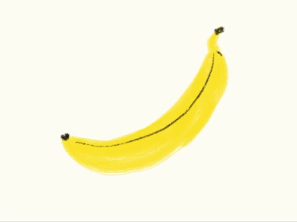 Анімована Жовта Бананова Форма Намальована Вручну Милий Стиль Ескізу Проста — стокове відео