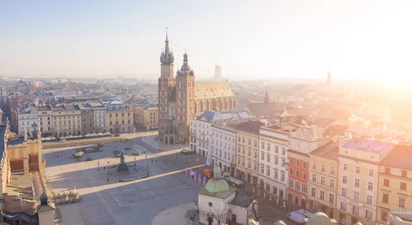 Stortorget Krakw Centrum Rynek Gwny Drönare Flygfoto Ovanifrån Vackert Mjukt — Stockfoto