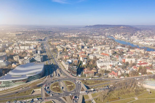 Cracovie Pologne Point Vue Aérien Vers Centre Des Congrès Cracovie — Photo