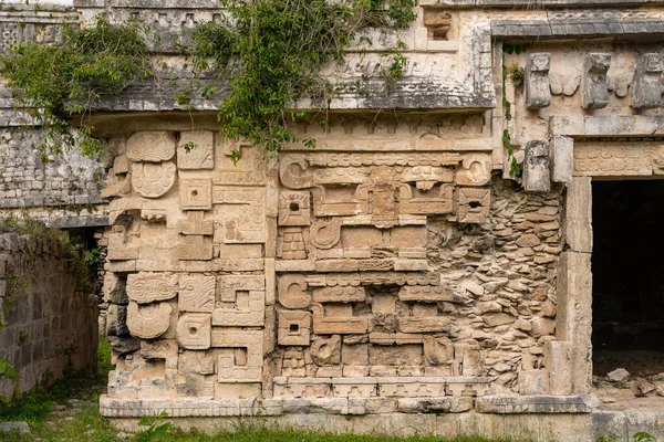 Element with bas-relief ornaments of temple at Chichen Itza built by the Maya people of the Terminal Classic period in Tinm Municipality, Yucatn State, Mexico