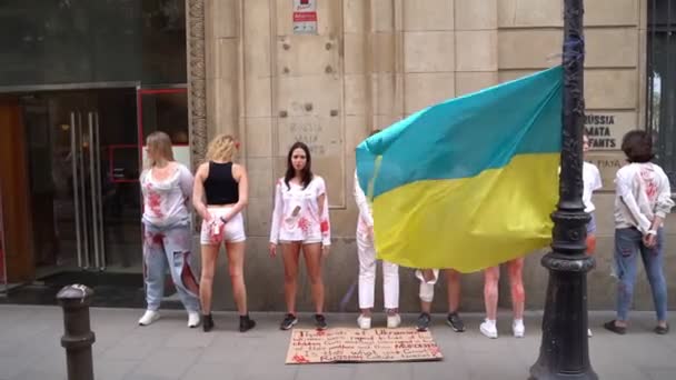 2022 Barselona Spanya Rusya Nın Evi Ukraynalı Aktivistlerin Ukrayna Daki — Stok video