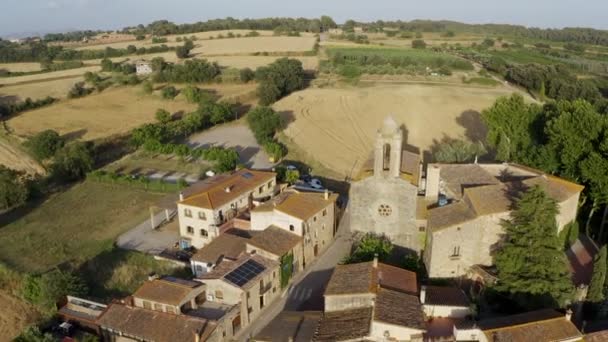 Video Droni Aerei Della Città Spagnola Pubol Camera Ingrandisce Sulla — Video Stock