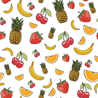 Meyveler, frutta Deseni Çizim Vektörü