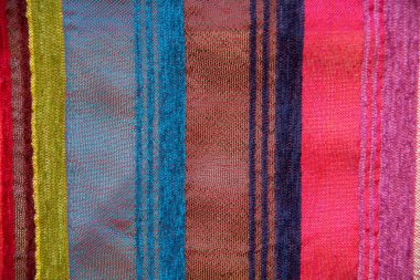 renkli şerit Afrika Perulu stil süsleme yüzeye yakın çekim.