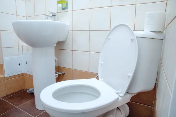 Toilet bowl in a bathroom — Stock Photo, Image