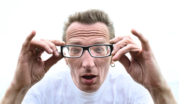 Vicces ember, szemüveges, kültéri. — Stock Fotó