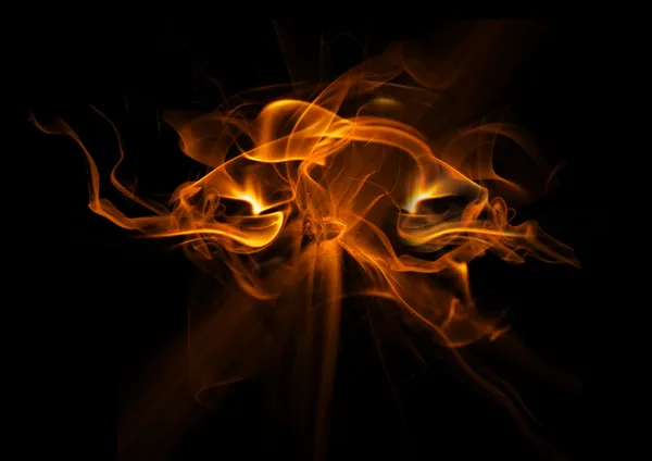 Fire flames on black background — Stock Photo, Image