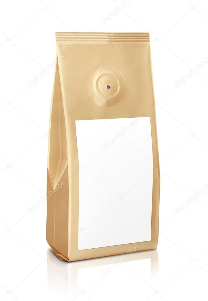Gold bag of gourmet coffee