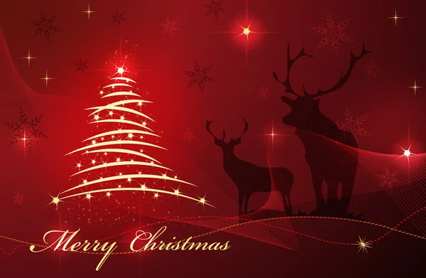 ağaç ve star red güzel zemin üzerinde Noel kartı