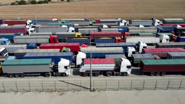 Вантажівки Вишикувалися Розвантаження Порту Одеса Вересня 2021 Року — стокове відео