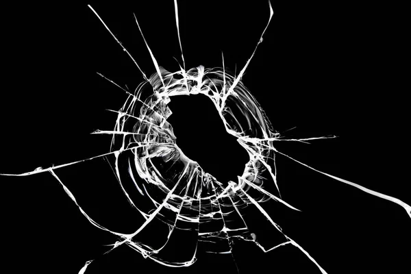 窓の穴 黒いガラスが割れた デザインのためのテクスチャコンセプト — ストック写真