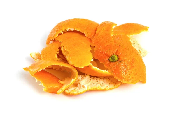 Cáscara Mandarina Aislada Residuos Alimentos Blancos Orgánicos — Foto de Stock