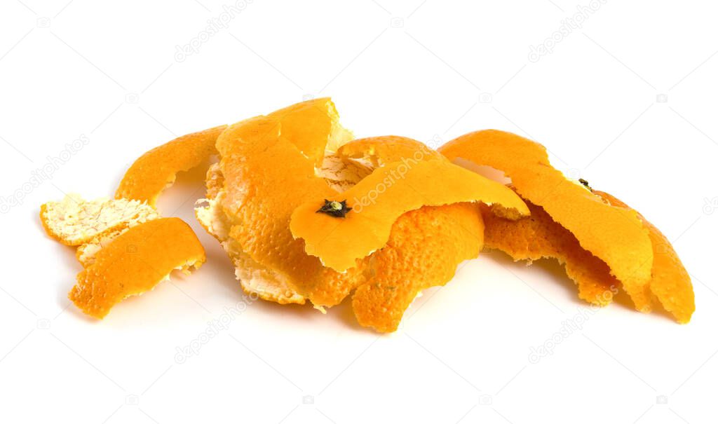 Citrus peels isolated on white. Tangerine peel