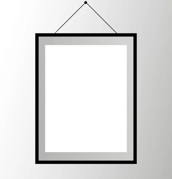 Illustration Gray Vertical Rectangular Frame White Background Hanging Mock Wall — Stock Photo, Image