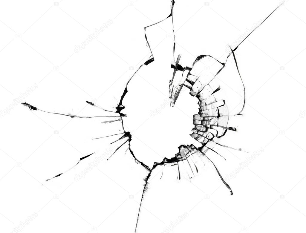 The effect of cracked glass. Abstraction on a white background