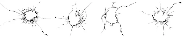 白い背景に割れたガラスの割れた孤立したテクスチャのセット — ストック写真